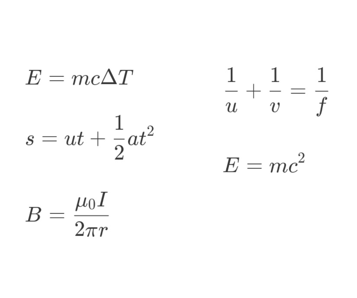 Physics formula examples