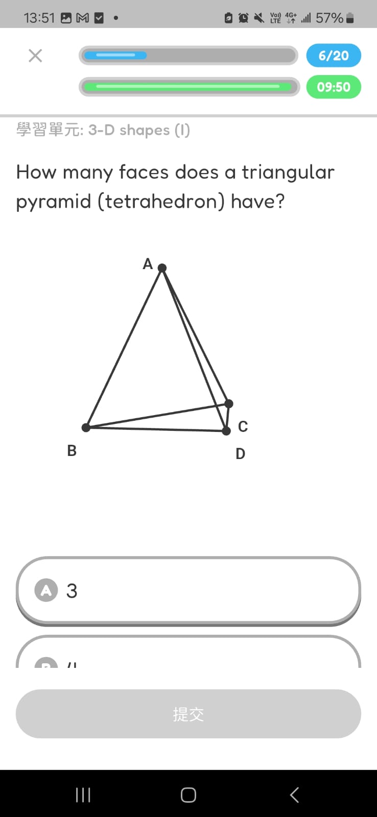 Tetrahedron faces question