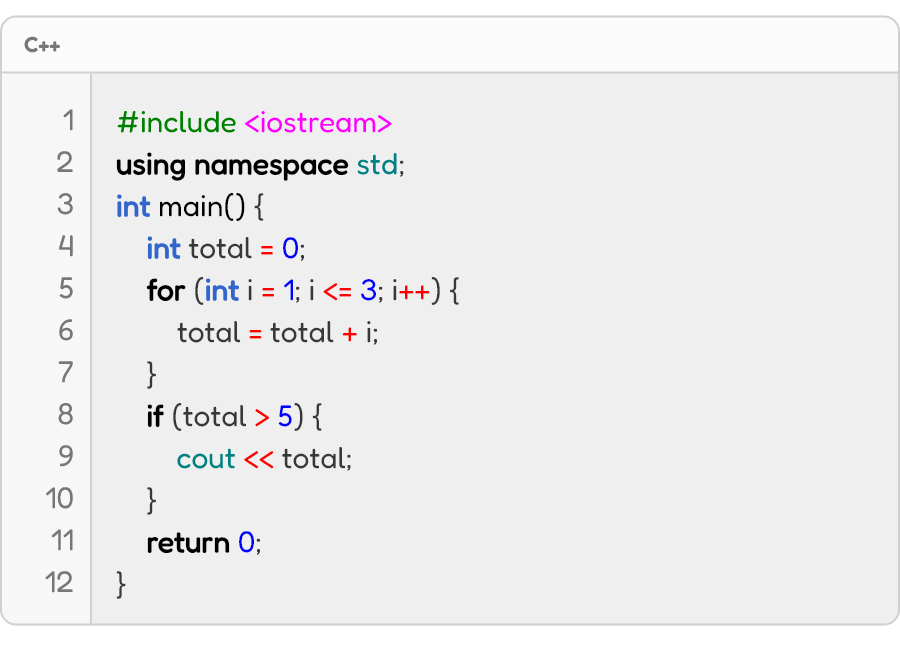 C++ code block with line numbers