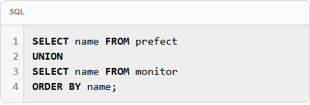 SQL union query code block with syntax highlighting